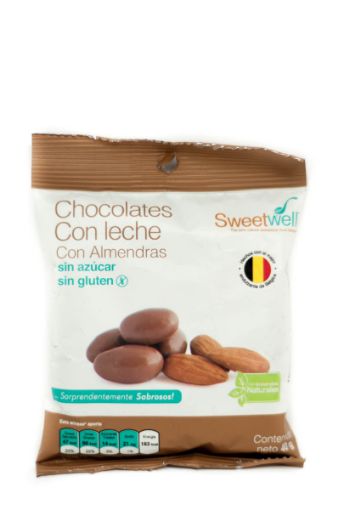 Imagen de CHOCOLATE SWEETWELL CON LECHE & ALMENDRAS SIN AZÚCAR Y GLUTEN 40 G