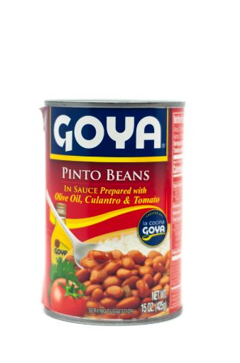 Imagen de FRIJOL GOYA PINTAS ENTERO EN SALSA DE TOMATE CULANTRO & ACEITE DE OLIVA LATA 425 G