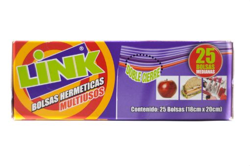 Imagen de BOLSA LINK PARA ALIMENTOS MEDIANA DOBLE CIERRE  25 UND