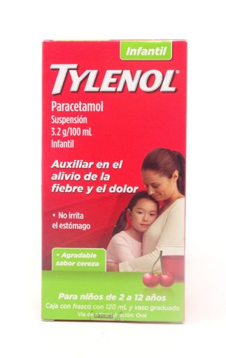 Imagen de PARACETAMOL TYLENOL INFANTIL EN SUSPENSION SABOR A CEREZA  100 ml 