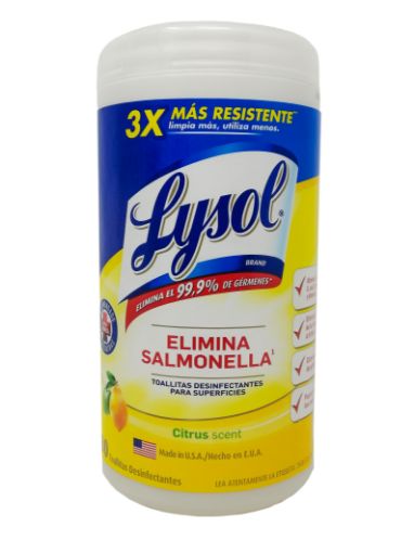 Imagen de TOALLAS LYSOL DESINFECTANTES ESENCIA CITRIUS 80 UND 80 g 