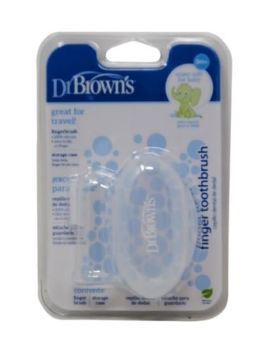 Imagen de CEPILLO DENTAL DR BROWNS TIPO DEDAL CON ESTUCHE PARA BEBE 1 und 