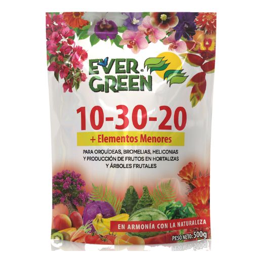 Imagen de FERTILIZANTE EVERGREEN 10-30-20 + ELEMENTOS MENORES SUPER NUTRIENTES 500 G