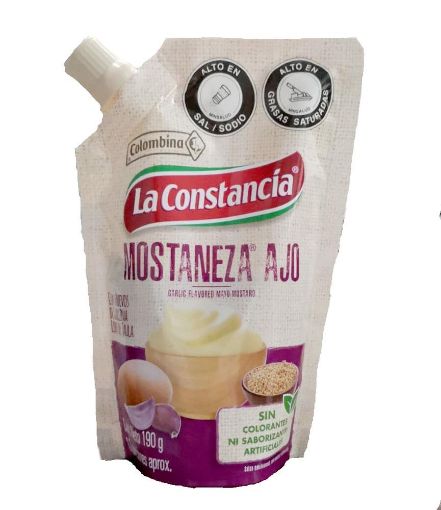 Imagen de ADEREZO COLOMBINA LA CONSTANCIA MOSTANEZA AJO DOYPACK 190 g 