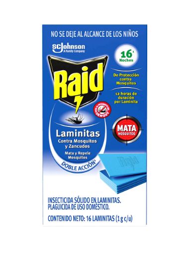 Imagen de REPELENTE RAID DE INSECTOS LAMINITAS 16 UND