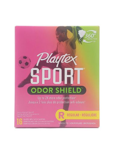 Imagen de TAMPONES FEMENINOS PLAYTEX SPORT ODOR SHIELD REGULAR 16 UND 