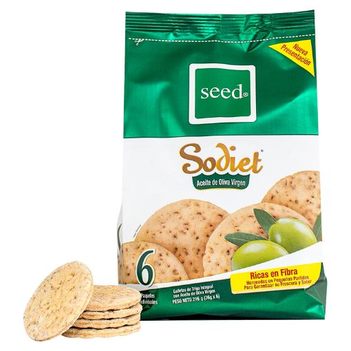 Imagen de GALLETA SEED SODIET INTEGRAL CON ACEITE DE OLIVA 6 UND 216 g 