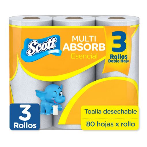 Imagen de TOALLAS DE COCINA SCOTT MULTI ABSORCION 240 HOJAS DOBLES 3 UND 