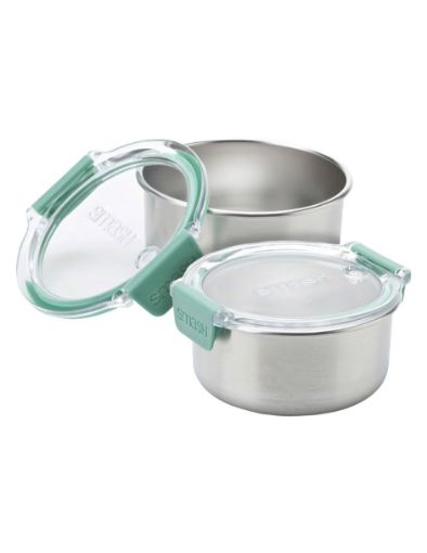 Imagen de SET DE RECIPIENTES SMASH REDONDO DE ACERO INOXIDABLE MICROONDAS 200 ML 2 UND 