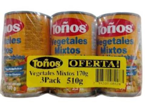 Imagen de OFERTA TONOS 300 G - 3 PACK VEGETALES MIXTOS LATA 100 G 