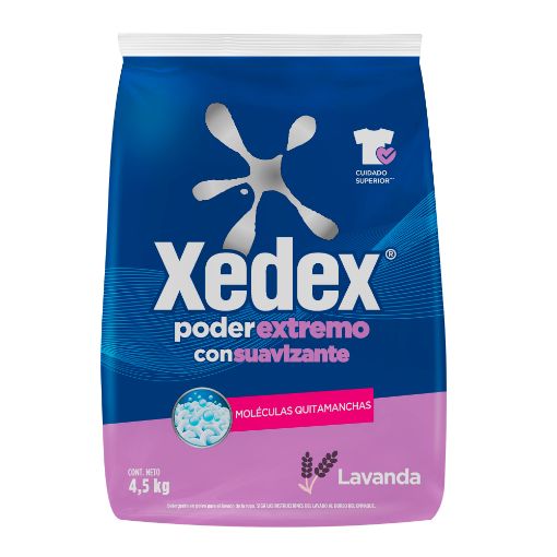 Imagen de DETERGENTE XEDEX EN POLVO PODER EXTREMO CON SUAVIZANTE LAVANDA 4500.00 G