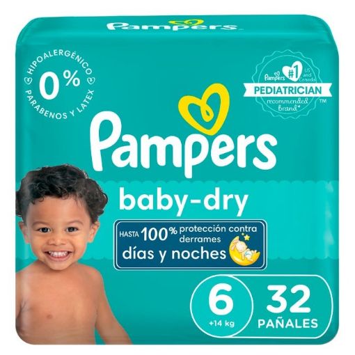 Imagen de PAÑAL PAMPERS BABY DRY DESECHABLE ETAPA 6 32.00 UND