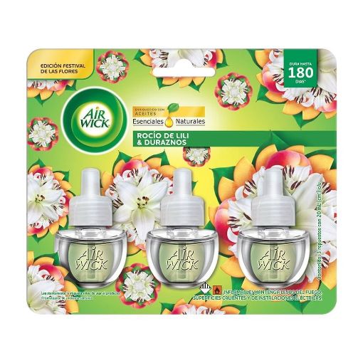 Imagen de REPUESTO AROMATIZANTE AIR WICK ROCÍO DE LILI & DURAZNOS 3 UND 60 ML