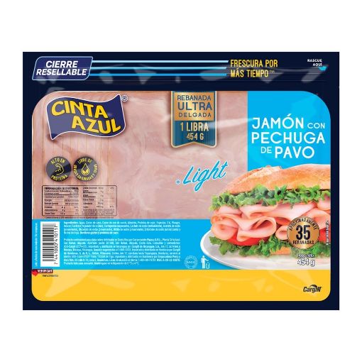 Imagen de JAMON CINTA AZUL DE PECHUGA DE PAVO LIGHT 454.00 G