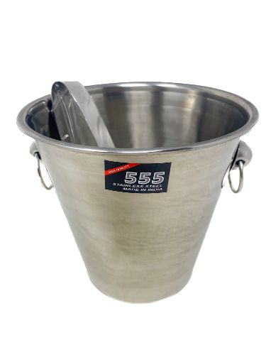 Imagen de RECIPIENTE 555 DE ACERO INOXIDABLE PARA HIELO CON PINZA 15 CM #MI-4105 1.00 UND