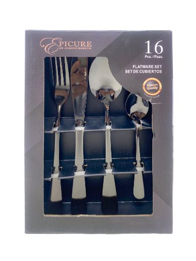 Imagen de SET DE CUBIERTOS EPICURE DE METAL #EP-16SET-BK8 16 UND