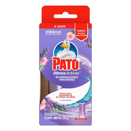 Imagen de LIMPIADOR PATO PARA SANITARIO EN GEL DISCOS ACTIVOS AROMA LAVANDA 6 USOS 38.00 G