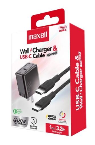 Imagen de COMBO CARGADOR Y CABLE MAXELL TIPO C 1.00 UND