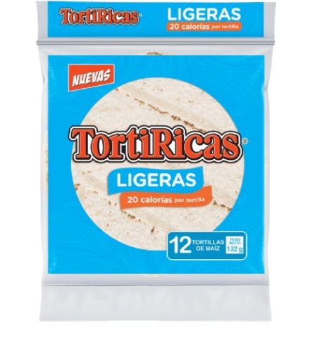 Imagen de TORTILLAS TORTIRICAS LIGERAS DE MAÍZ 12 UND 132.00 G