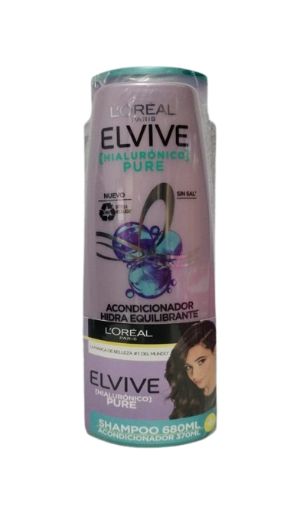 Imagen de OFERTA LOREAL SHAMPOO ELIVIVE HIALURONICO PURE 680 ML + ACONDICIONADOR 370 ML 