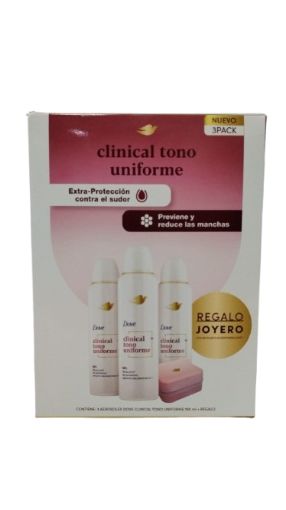 Imagen de OFERTA DOVE CLINICAL AEROSOL TONO UNIFORME 3X150ML + JOYERO GRATIS 