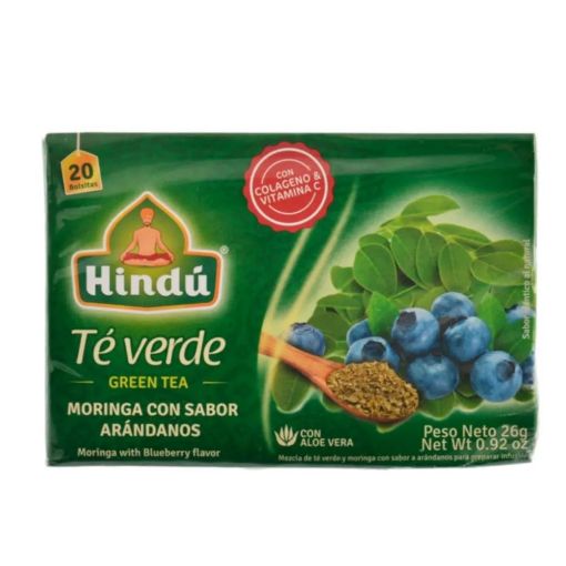 Imagen de TÉ VERDE HINDÚ MORINGA CON SABOR ARÁNDANOS 20 UND 26.00 G
