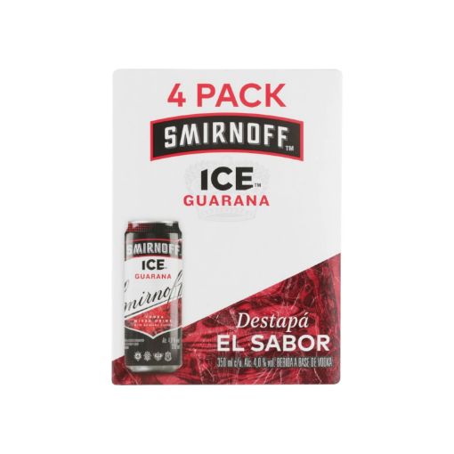 Imagen de BEBIDA ALCOHÓLICA SMIRNOFF ICE GUARANÁ 350 ML LATA 4 PACK 1400.00 ML