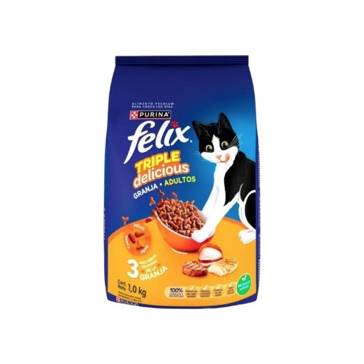 Imagen de ALIMENTO FELIX TRIPLE DELICIOUS DE LA GRANJA PARA GATO 1000.00 G